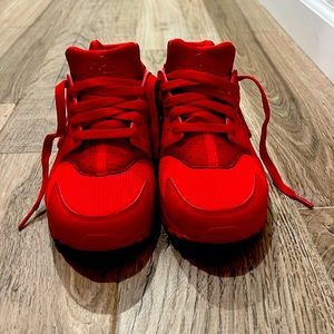 Bright red sneakers